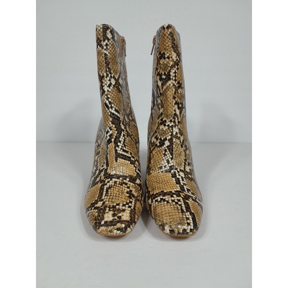 Lulus my generation Snake Reptile block heel women sz 7.5 Boots Bootie Ankle Tan - Picture 5 of 10